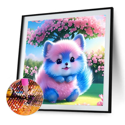 Pink Blue Cat - Full Round Drill Diamond Painting 30*30CM