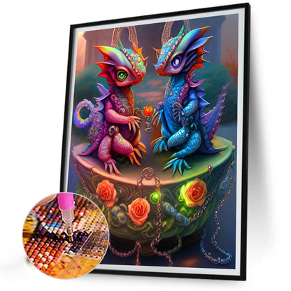 Two Little Dinosaurs - Full Round Drill Diamond Painting 30*40CM