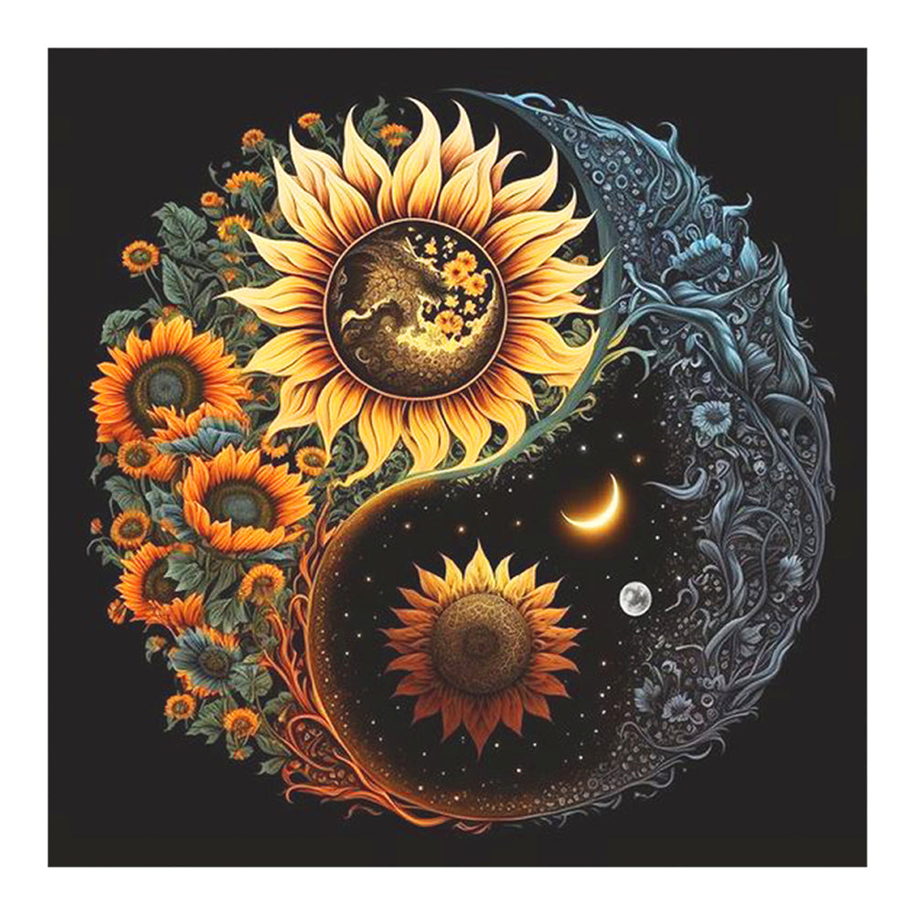 Sunflower Yin Yang Gossip - Full Round Drill Diamond Painting 30*30CM