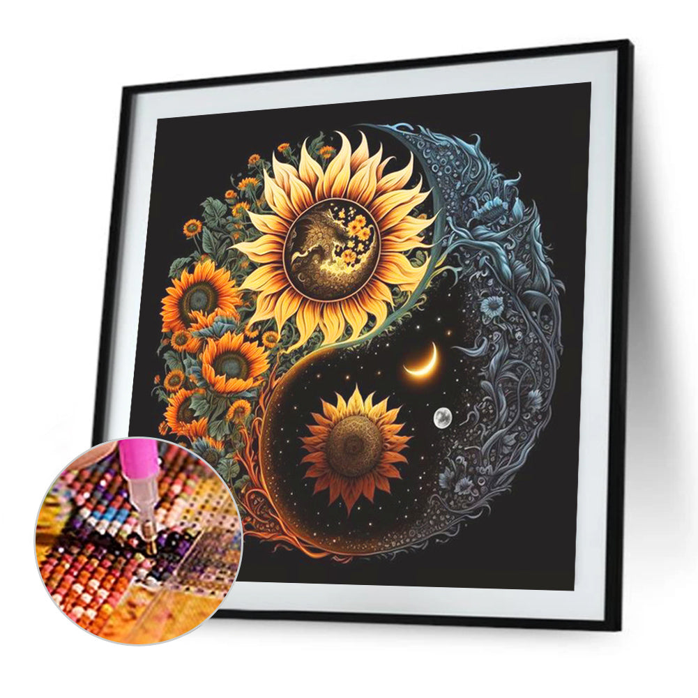 Sunflower Yin Yang Gossip - Full Round Drill Diamond Painting 30*30CM