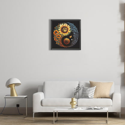 Sunflower Yin Yang Gossip - Full Round Drill Diamond Painting 30*30CM