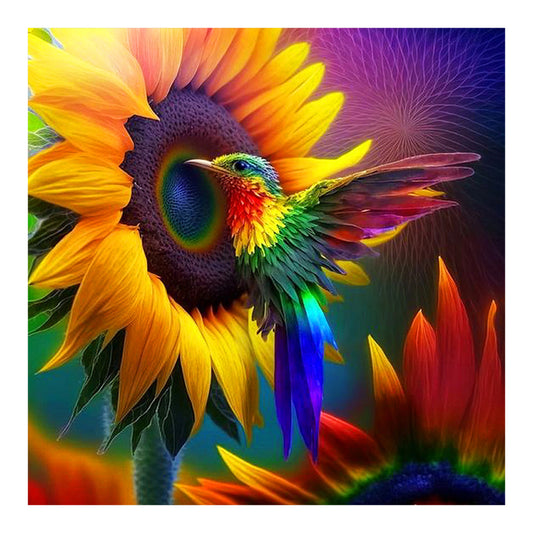 Sunflowers And Hummingbirds - Full Round Drill Diamond Painting 30*30CM