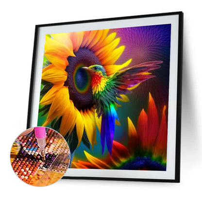 Sunflowers And Hummingbirds - Full Round Drill Diamond Painting 30*30CM