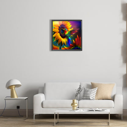 Sunflowers And Hummingbirds - Full Round Drill Diamond Painting 30*30CM