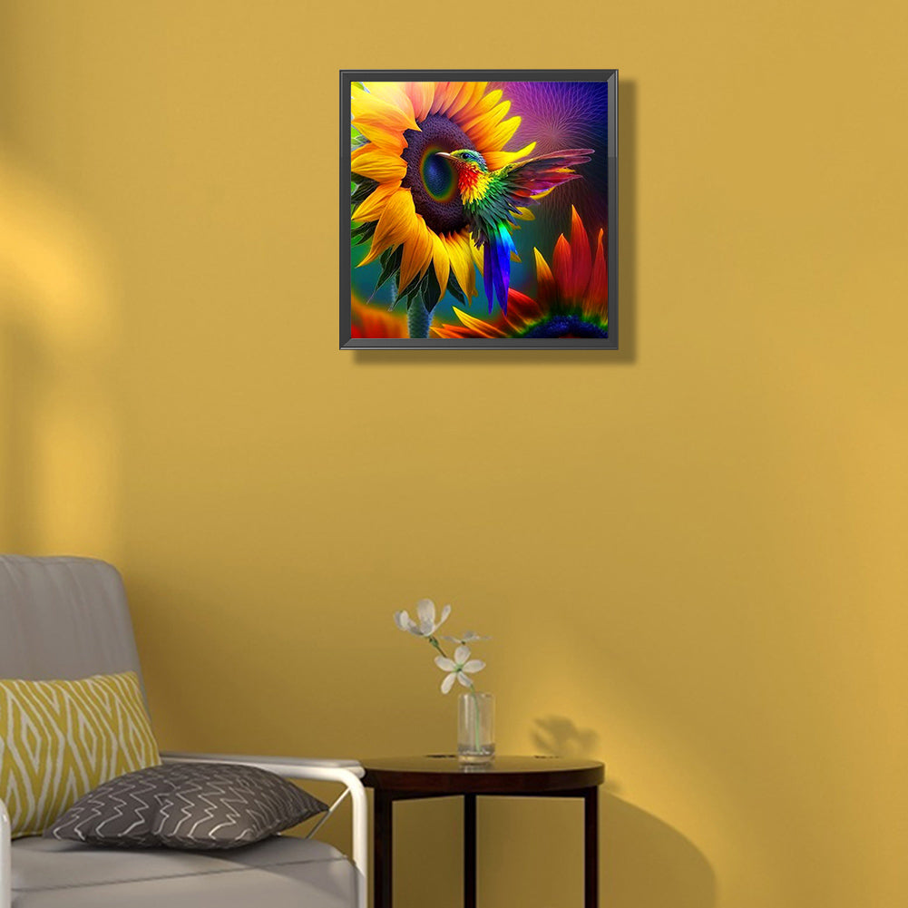 Sunflowers And Hummingbirds - Full Round Drill Diamond Painting 30*30CM