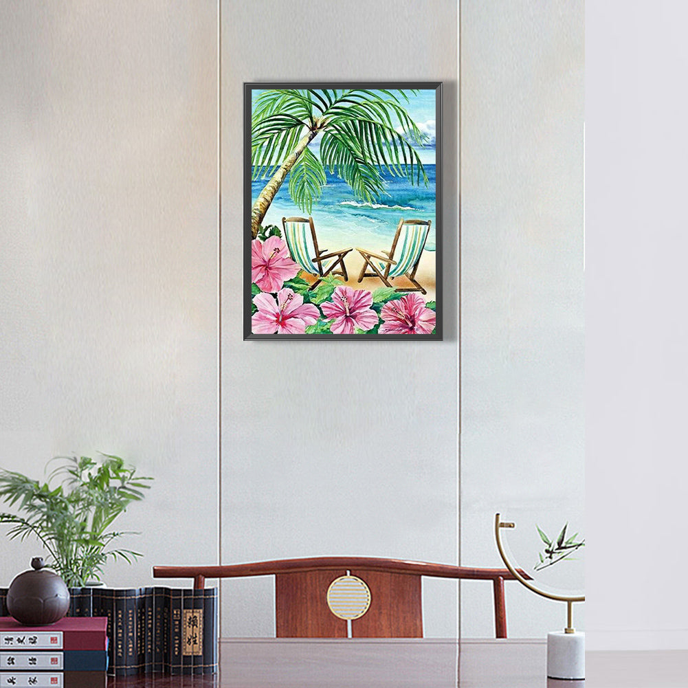 Beach - Full Round Drill Diamond Painting 30*40CM