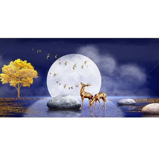 Golden Deer - Full Round Drill Diamond Painting 70*40CM