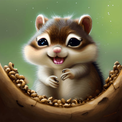 The Little Squirrel Who Ate - Full Round Drill Diamond Painting 30*30CM