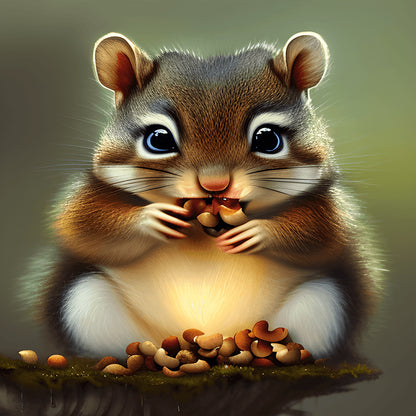 The Little Squirrel Who Ate - Full Round Drill Diamond Painting 30*30CM