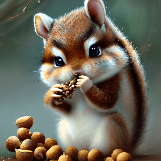 The Little Squirrel Who Ate - Full Round Drill Diamond Painting 30*30CM