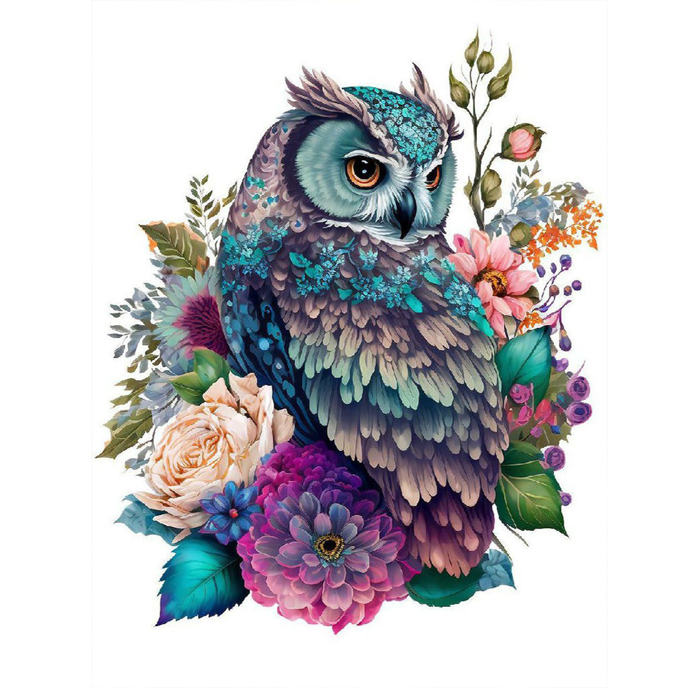Watercolor Wind Owl - Full Round Drill Diamond Painting 30*40CM