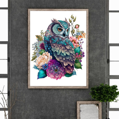 Watercolor Wind Owl - Full Round Drill Diamond Painting 30*40CM