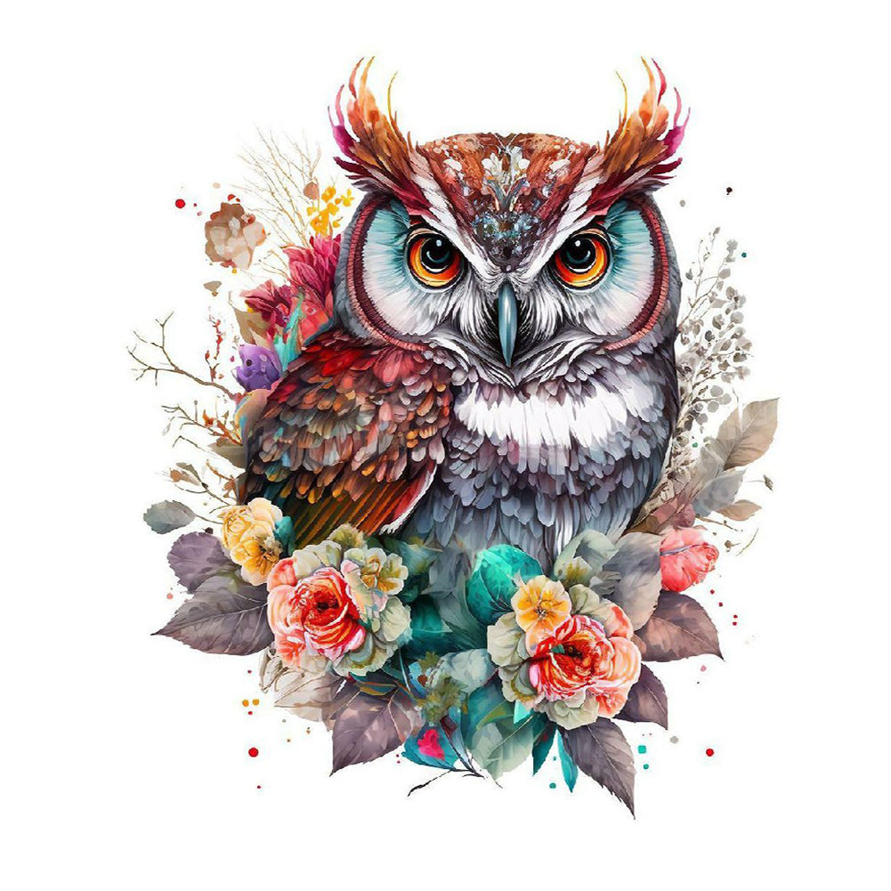 Watercolor Wind Owl - Full Round Drill Diamond Painting 30*40CM