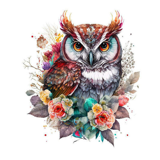 Watercolor Wind Owl - Full Round Drill Diamond Painting 30*40CM