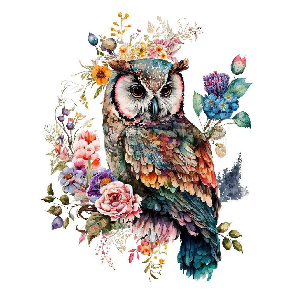 Watercolor Wind Owl - Full Round Drill Diamond Painting 30*40CM