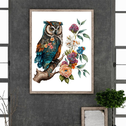 Watercolor Wind Owl - Full Round Drill Diamond Painting 30*40CM