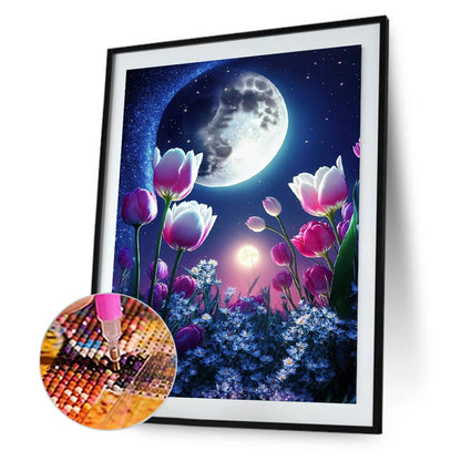 Moonlight Tulip - Full Round Drill Diamond Painting 30*40CM