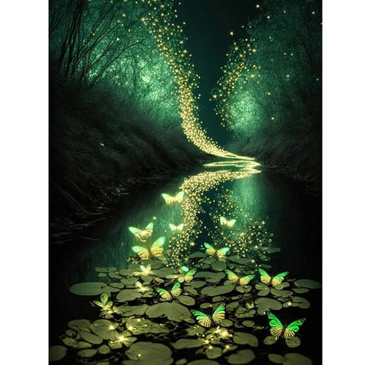 Fluorescent Green Lake - Full Round Drill Diamond Painting 30*40CM