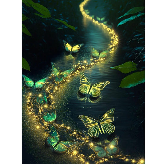 Fluorescent Green Lake - Full Round Drill Diamond Painting 30*40CM