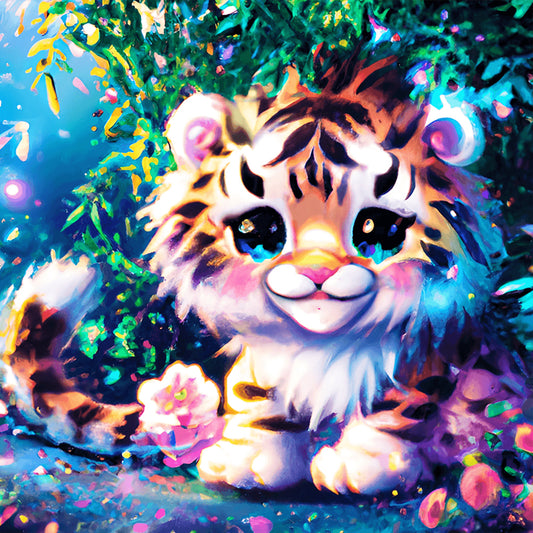 Colorful Little Animal Little Tiger - Full Round Drill Diamond Painting 30*30CM