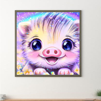Colorful Little Animal Pig - Full Round Drill Diamond Painting 30*30CM