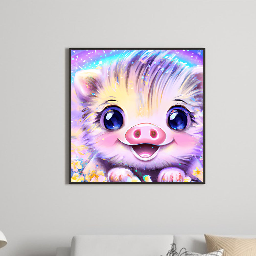Colorful Little Animal Pig - Full Round Drill Diamond Painting 30*30CM