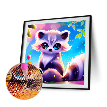 Colorful Little Animal Raccoon - Full Round Drill Diamond Painting 30*30CM