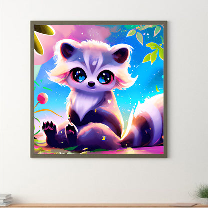 Colorful Little Animal Raccoon - Full Round Drill Diamond Painting 30*30CM