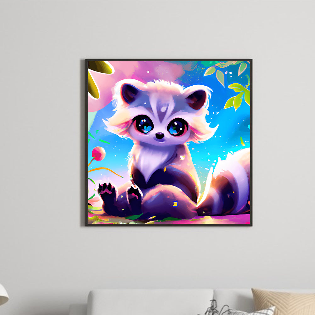 Colorful Little Animal Raccoon - Full Round Drill Diamond Painting 30*30CM