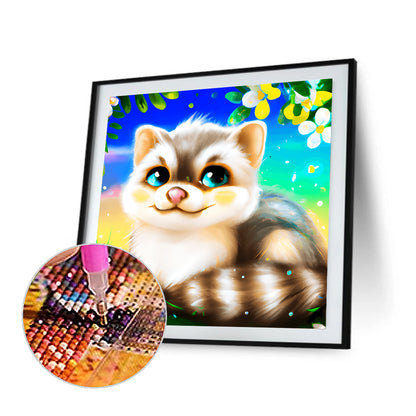 Colorful Little Animal Raccoon - Full Round Drill Diamond Painting 30*30CM