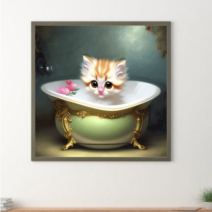 Kitten In Teacup - Full Round Drill Diamond Painting 30*30CM