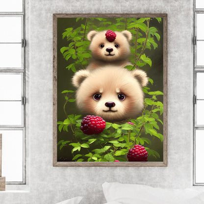 Raspberry Bear - Full Round Drill Diamond Painting 30*40CM