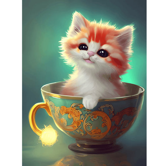 Teacup Small Animal Kitten - Full Round Drill Diamond Painting 30*40CM