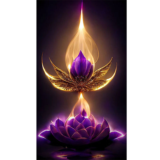 Purple Lotus Lamp - Full Square Drill Diamond Painting 40*70CM