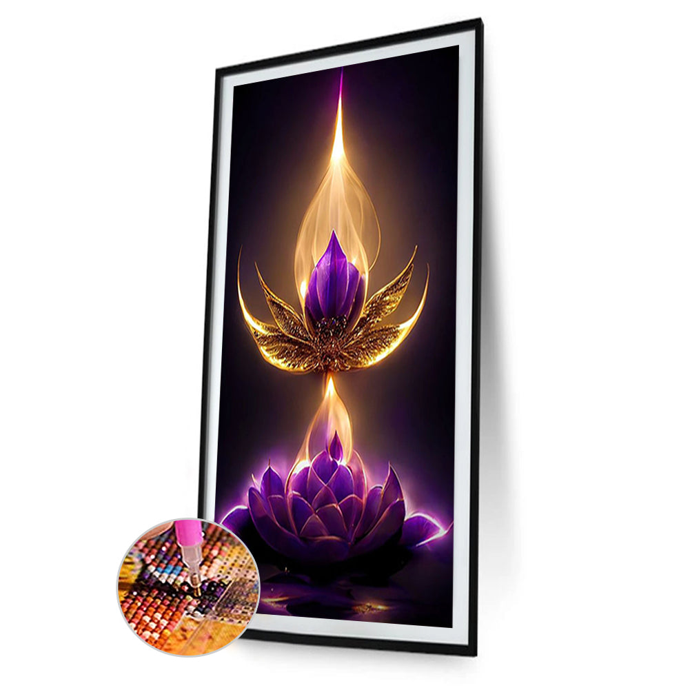 Purple Lotus Lamp - Full Square Drill Diamond Painting 40*70CM