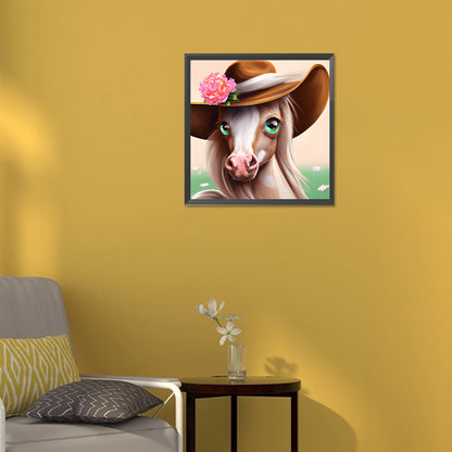 Western Cowboy Hat Pony - Full Round Drill Diamond Painting 30*30CM