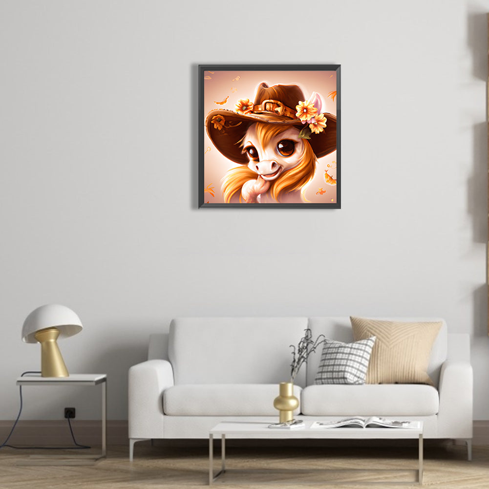 Western Cowboy Hat Pony - Full Round Drill Diamond Painting 30*30CM