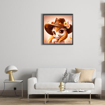 Western Cowboy Hat Pony - Full Round Drill Diamond Painting 30*30CM