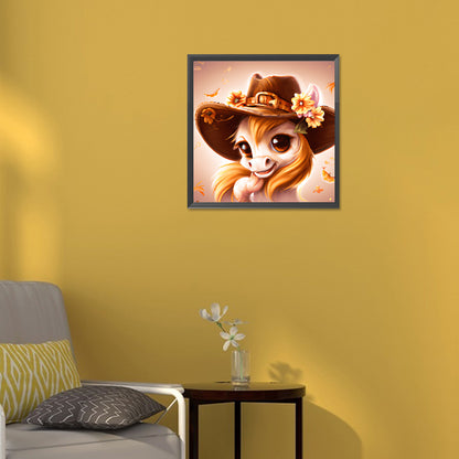 Western Cowboy Hat Pony - Full Round Drill Diamond Painting 30*30CM