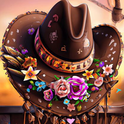 Western Cowboy Hat - Full Round Drill Diamond Painting 30*30CM