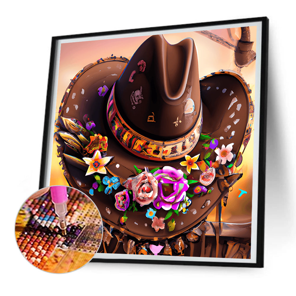 Western Cowboy Hat - Full Round Drill Diamond Painting 30*30CM