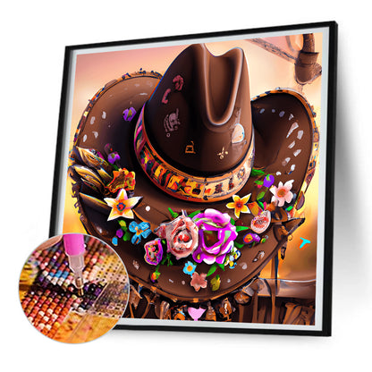 Western Cowboy Hat - Full Round Drill Diamond Painting 30*30CM