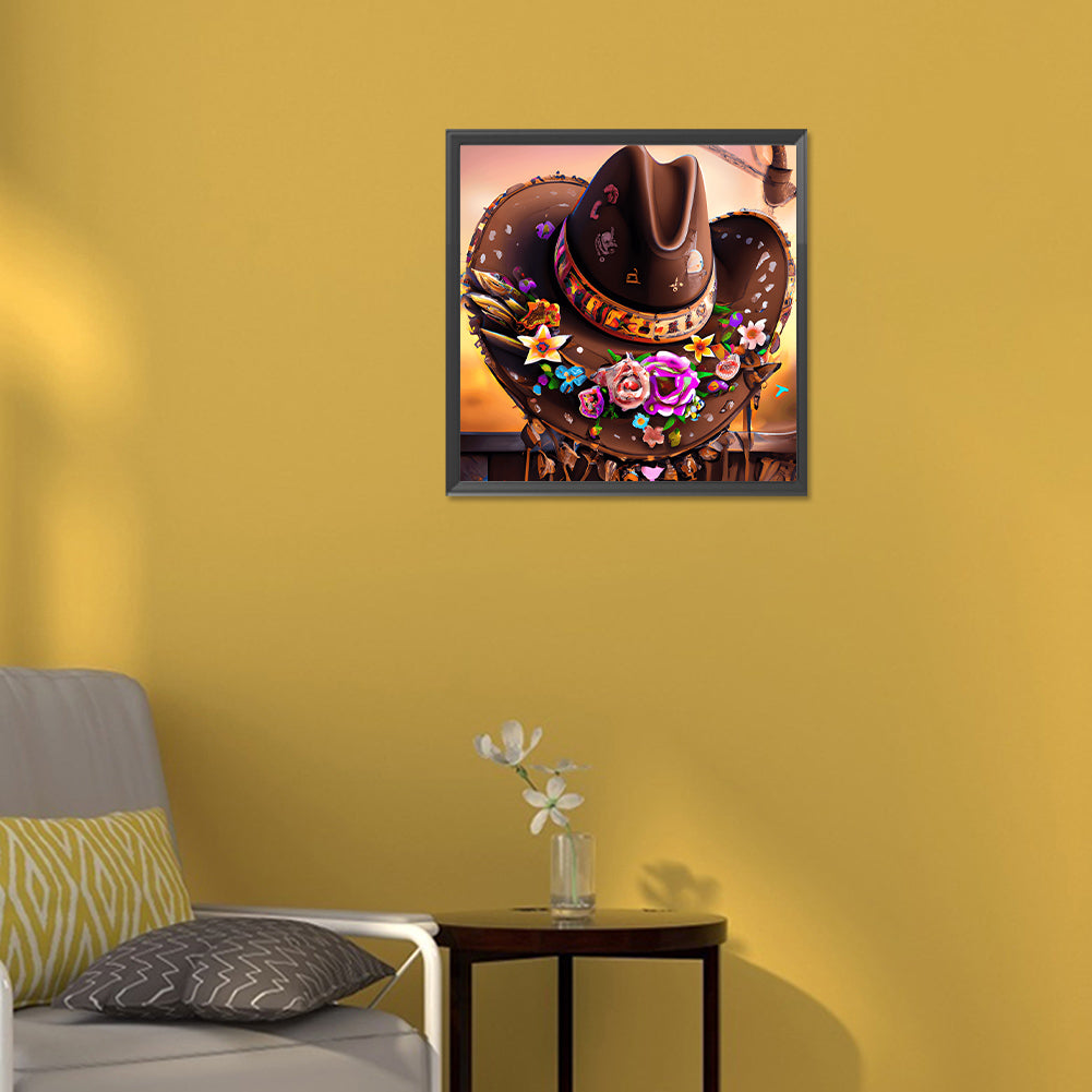 Western Cowboy Hat - Full Round Drill Diamond Painting 30*30CM