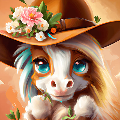 Western Cowboy Hat Pony - Full Round Drill Diamond Painting 30*30CM