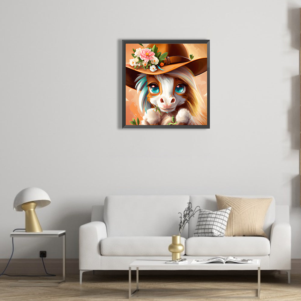 Western Cowboy Hat Pony - Full Round Drill Diamond Painting 30*30CM