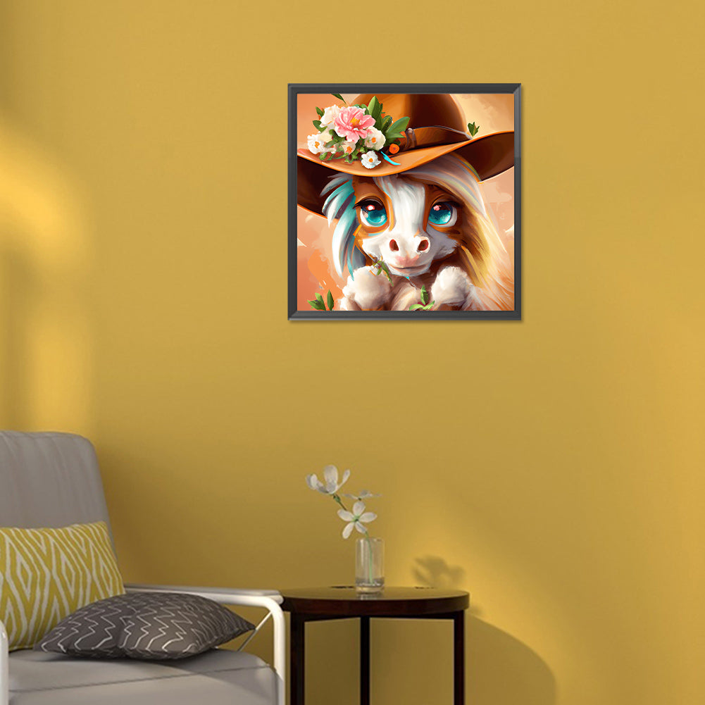 Western Cowboy Hat Pony - Full Round Drill Diamond Painting 30*30CM