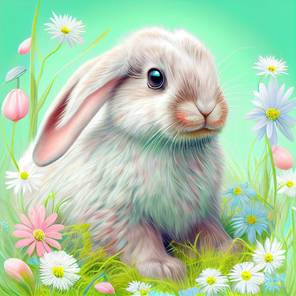 Rabbit In The Garden - Full Round Drill Diamond Painting 30*30CM