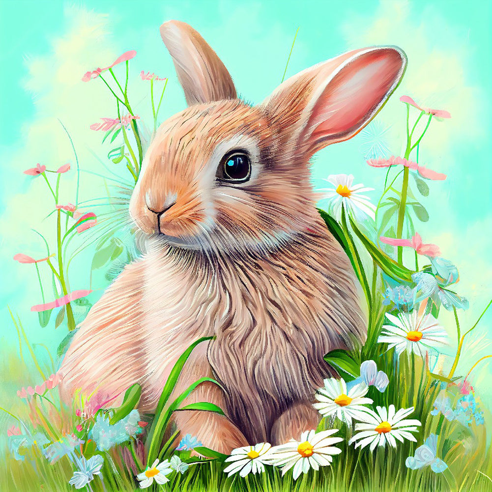 Rabbit In The Garden - Full Round Drill Diamond Painting 30*30CM