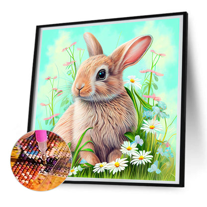 Rabbit In The Garden - Full Round Drill Diamond Painting 30*30CM