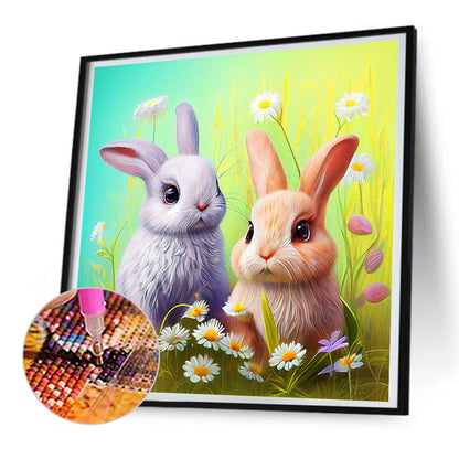 Rabbit In The Garden - Full Round Drill Diamond Painting 30*30CM